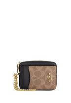 Zip Card Case In Signature Canvas Gold Tan Black