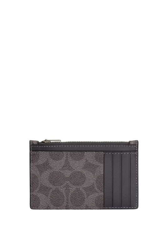 Zip Card Case In Signature Canvas Grey Charcoal