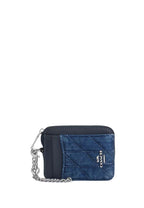 Zip Card Case With Quilting Silver Denim