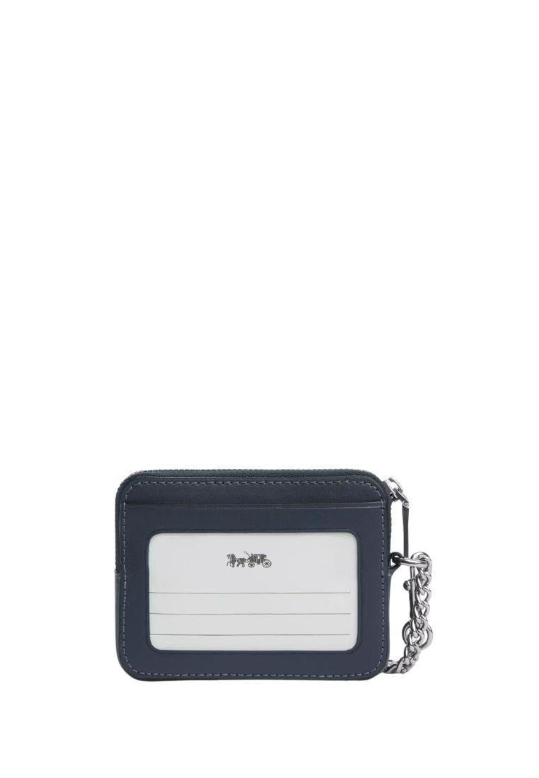 Zip Card Case With Quilting Silver Denim