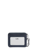 Zip Card Case With Quilting Silver Denim