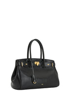Ziva Metal Lock Decoration Tote Bag - Black