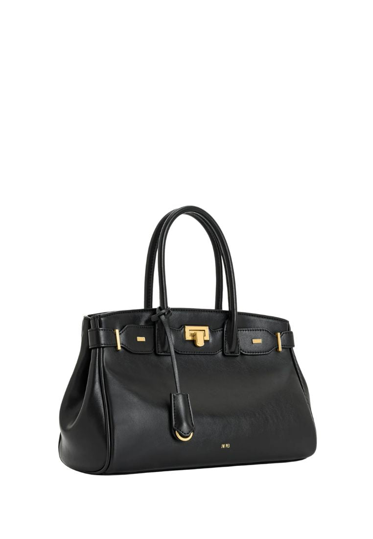 Ziva Metal Lock Decoration Tote Bag - Black