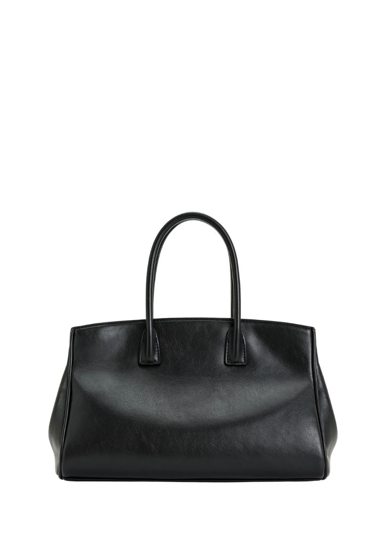 Ziva Metal Lock Decoration Tote Bag - Black