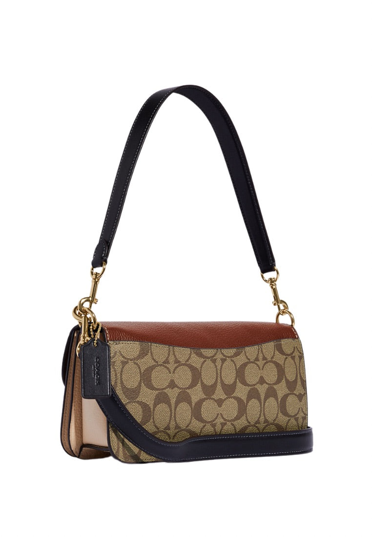 Morgan Shoulder Bag In Colorblock Signature Canvas Khaki Multi