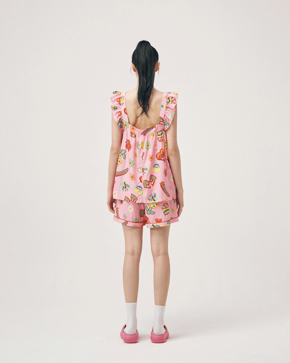 Soft Sleeveless Pajamas Set F Flower Luna