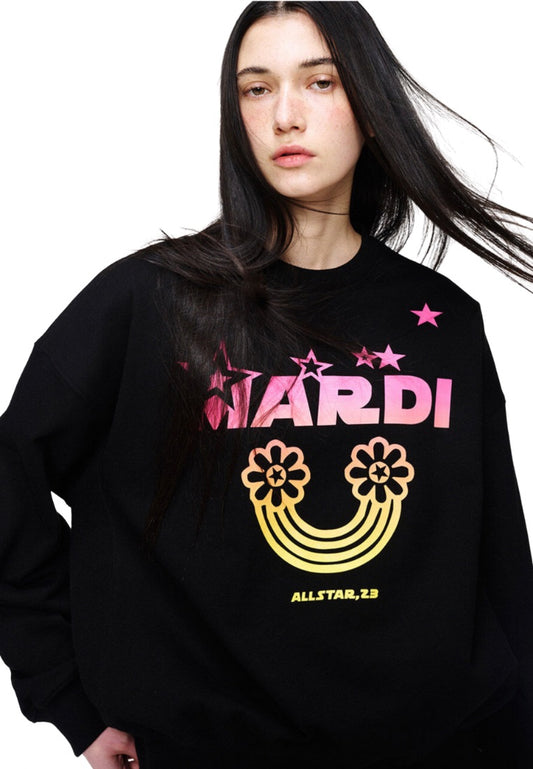 Sweatshirt Rainbow Gradation Black Pink