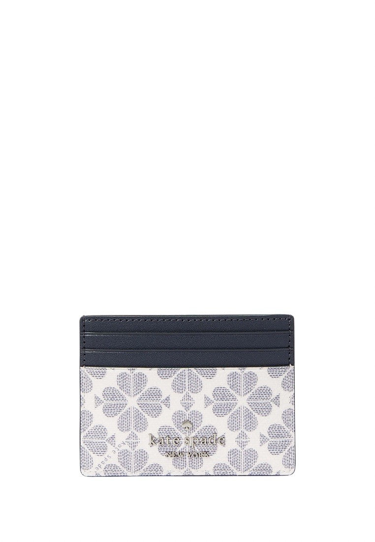 Signature Spade Flower Small Slim Card Holder Navy Multi