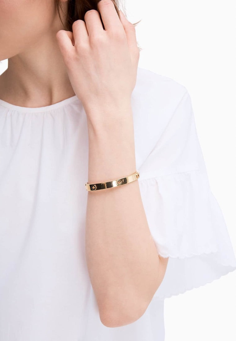 Spot The Spade Studded Hinged Bangle Gold