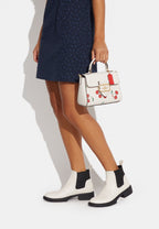 Morgan Top Handle Satchel With Heart Cherry Print Chalk Multi