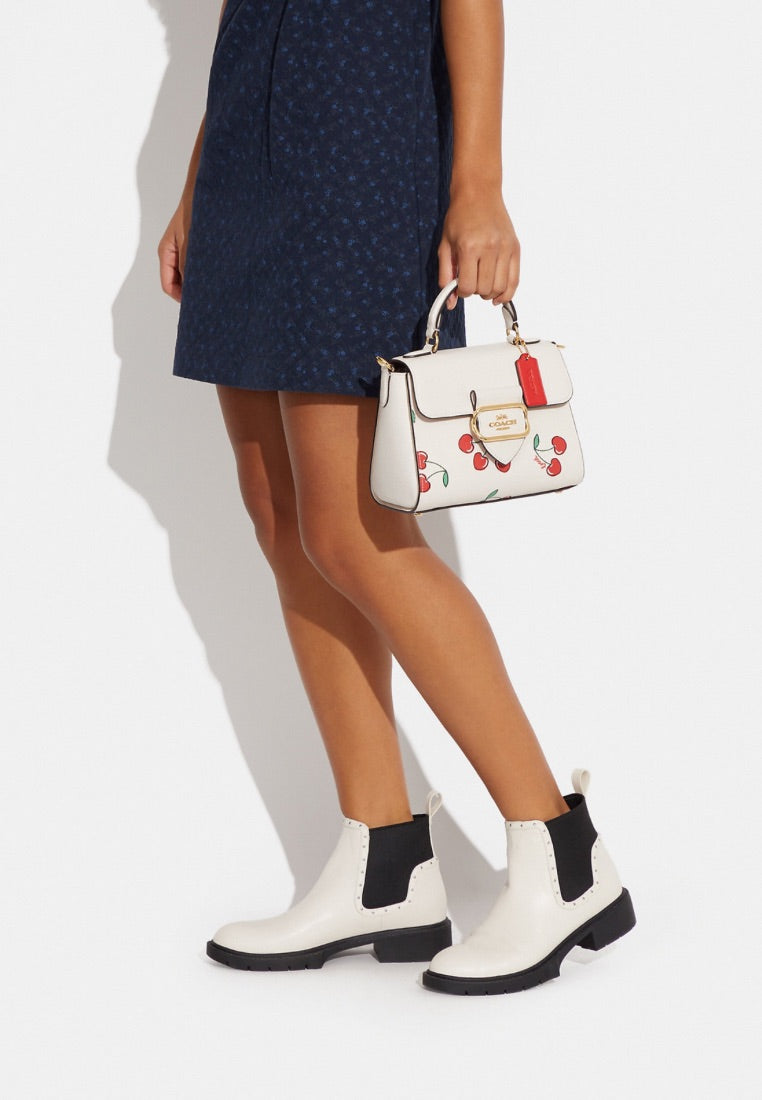 Morgan Top Handle Satchel With Heart Cherry Print Chalk Multi