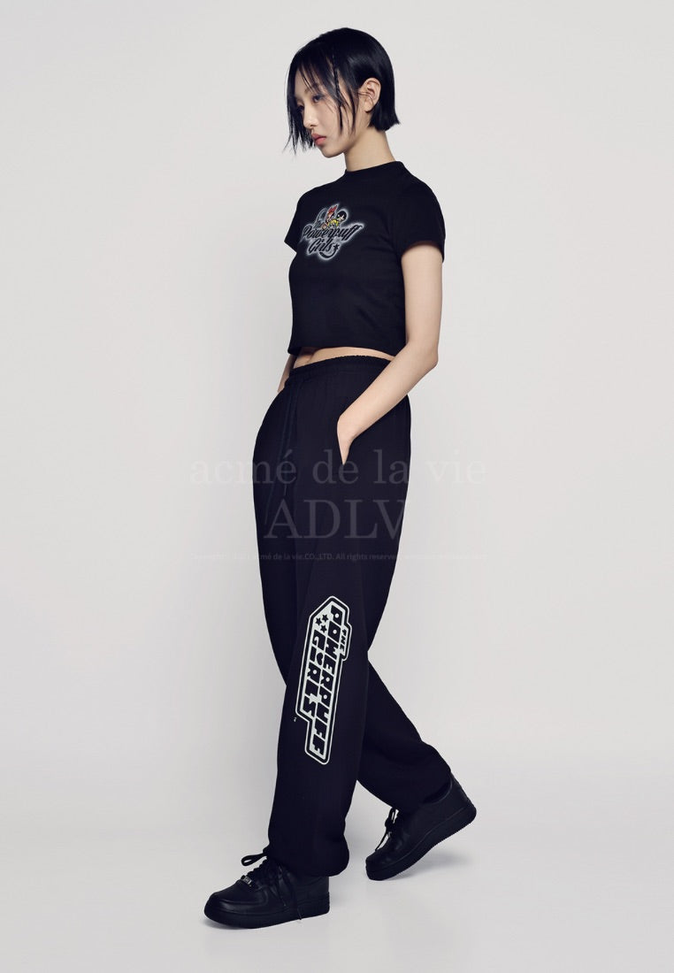 The Powerpuff Girls x Acmedelavie Gradient Curlylogo Crop T-Shirts Black