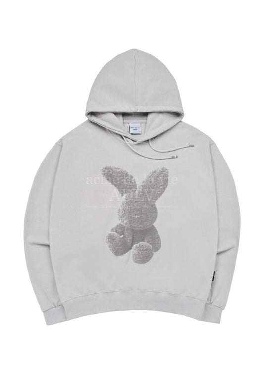 Grey Fuzzy Rabbit Hoodie Grey