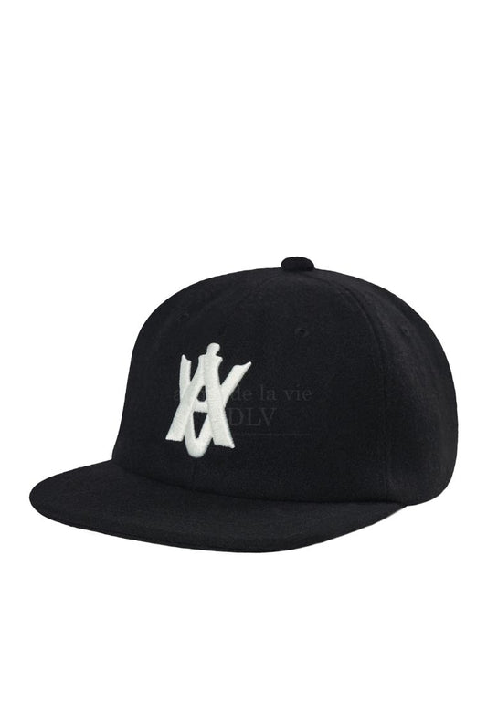 A Logo Emblem Wool Ball Cap Black