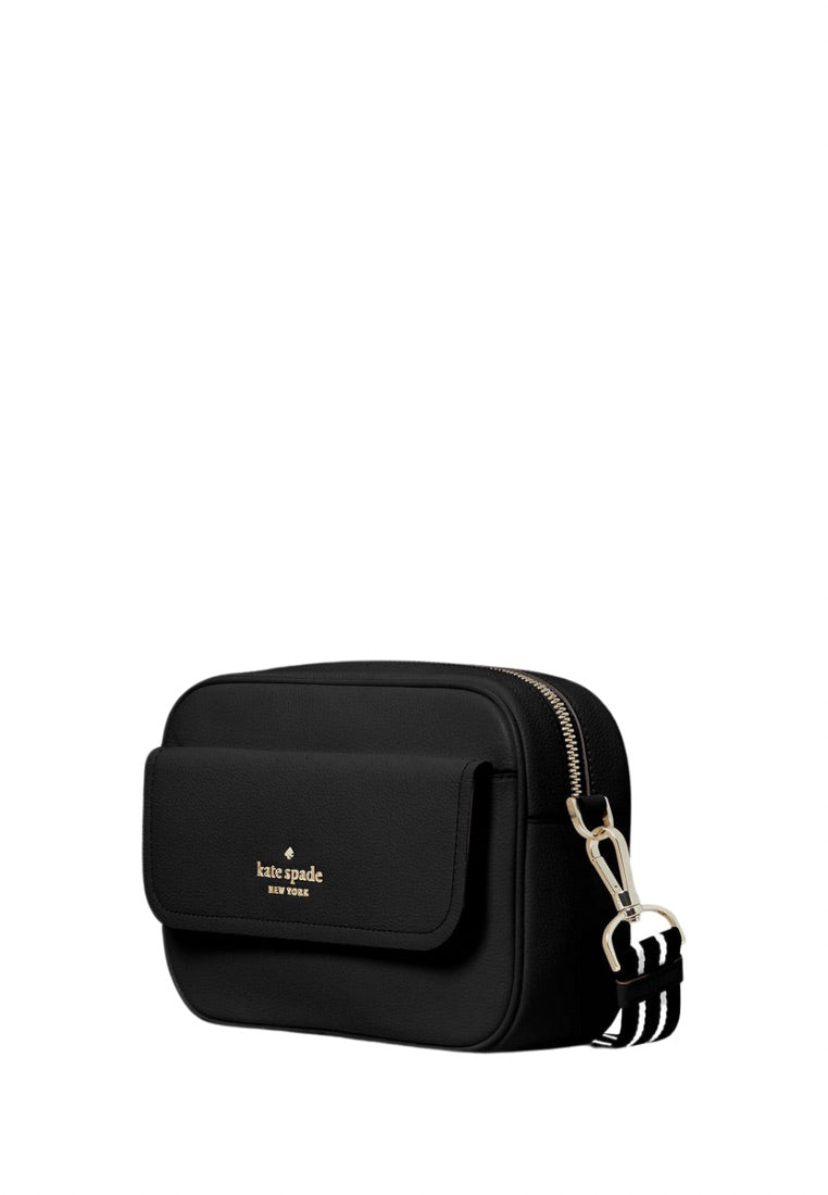 Rosie Pebbled Leather Flap Camera Bag Black