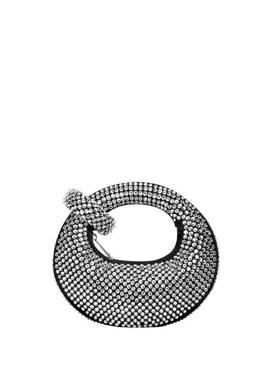 Abacus Artificial Crystal Mini Top Handle Bag - Black