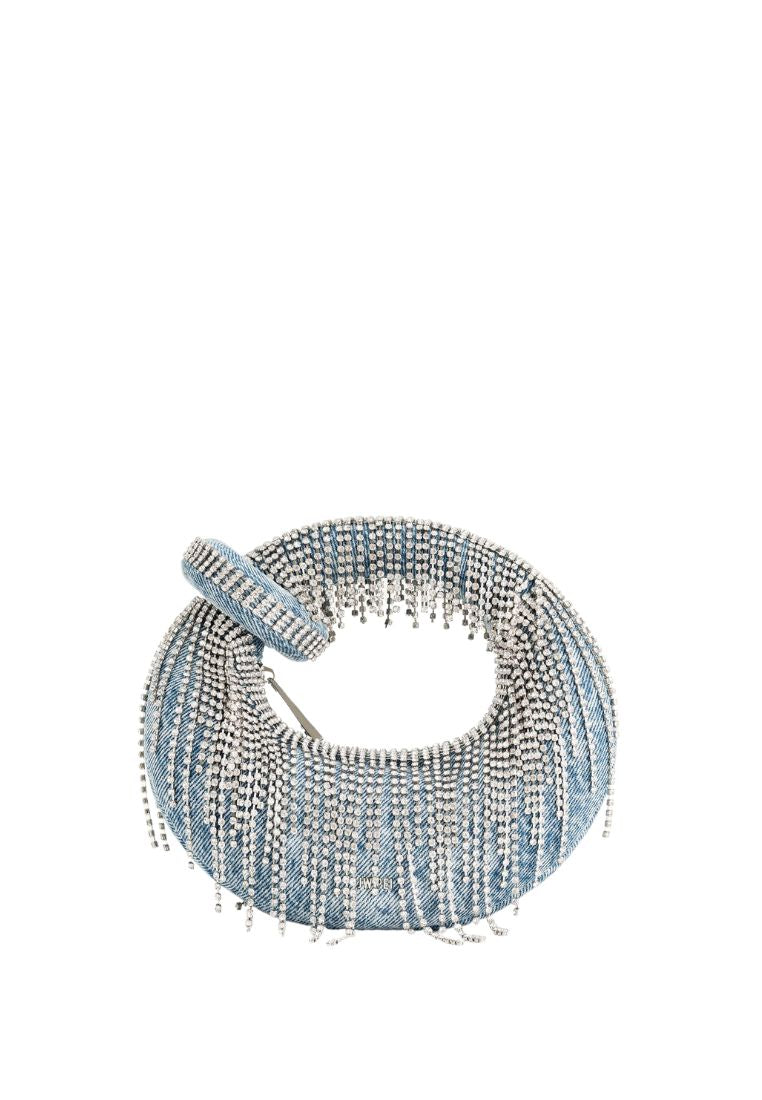 Abacus Denim Artificial Crystal Mini Top Handle Bag - Blue