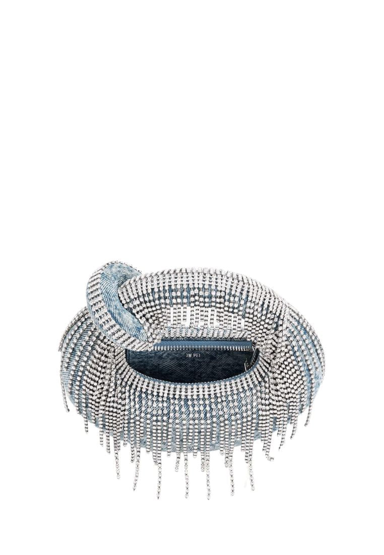 Abacus Denim Artificial Crystal Mini Top Handle Bag - Blue