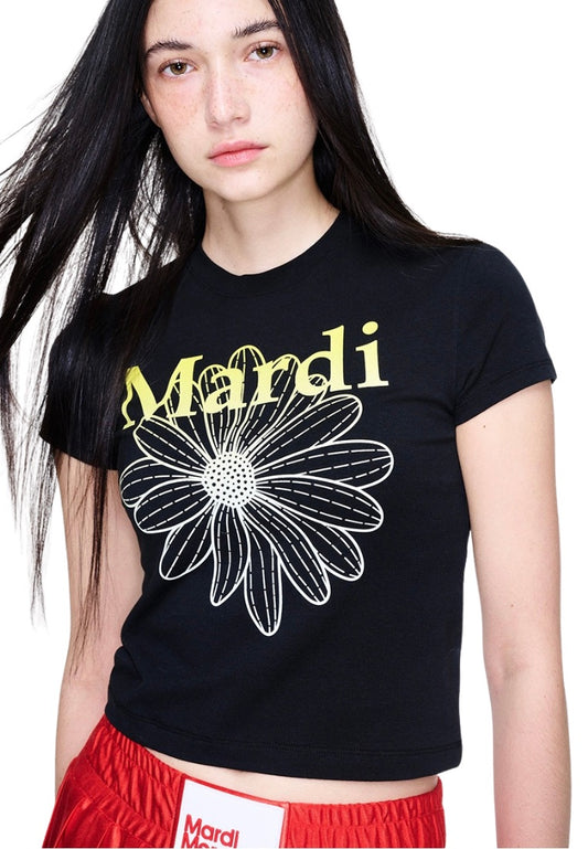 Cropped Tshirt FlowerMardi Gradation Black Yellow