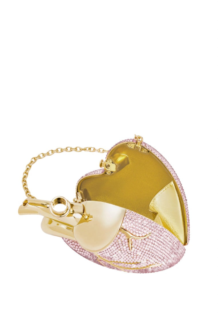 Maren Artificial Crystal Heart Shaped Bag - Pink