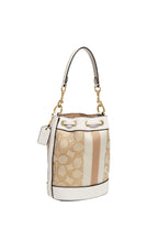 Mini Dempsey Bucket Bag In Signature Jacquard With Stripe And Coach Patch Light Khaki Chalk
