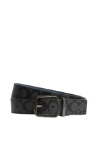 Boxed Card Case And Belt Gift Set In Colorblock Signature Canvas Charcoal Denim