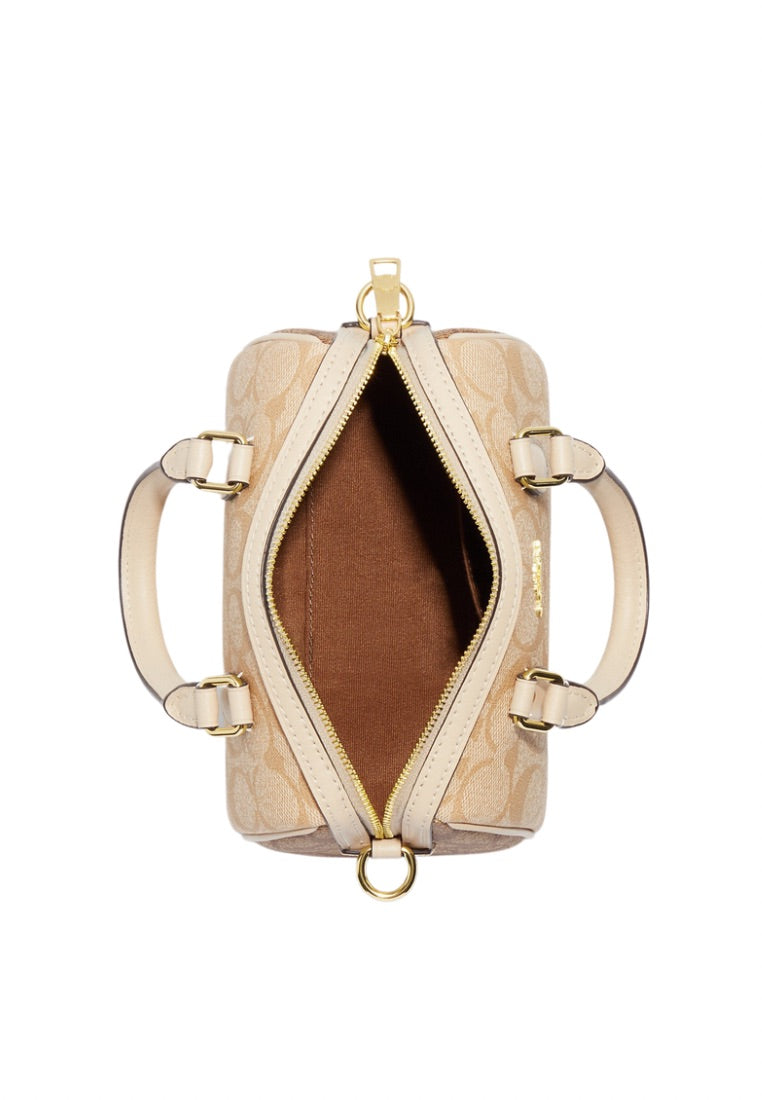 Mini Rowan Satchel In Blocked Signature Canvas Light Khaki Multi