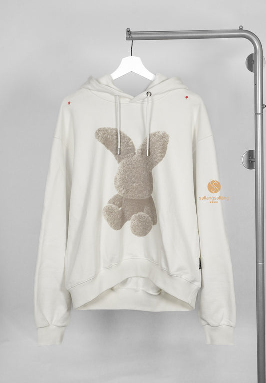 [DEFECT SALE 233] Cream Fuzzy Rabbit Hoodie Size 1
