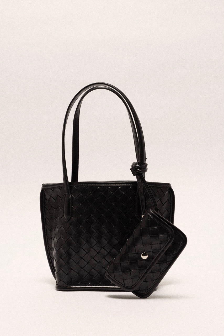 Celina Weave Tote Black