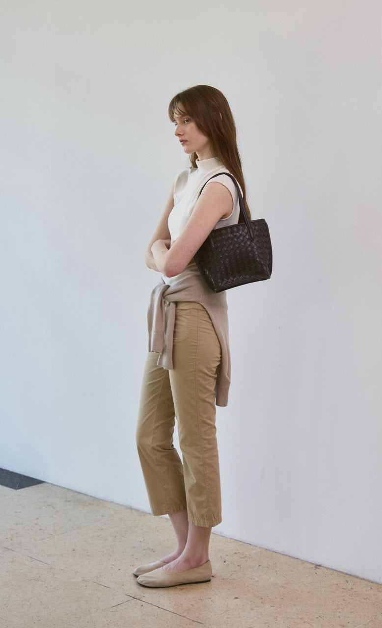Celina Weave Tote Dark Brown