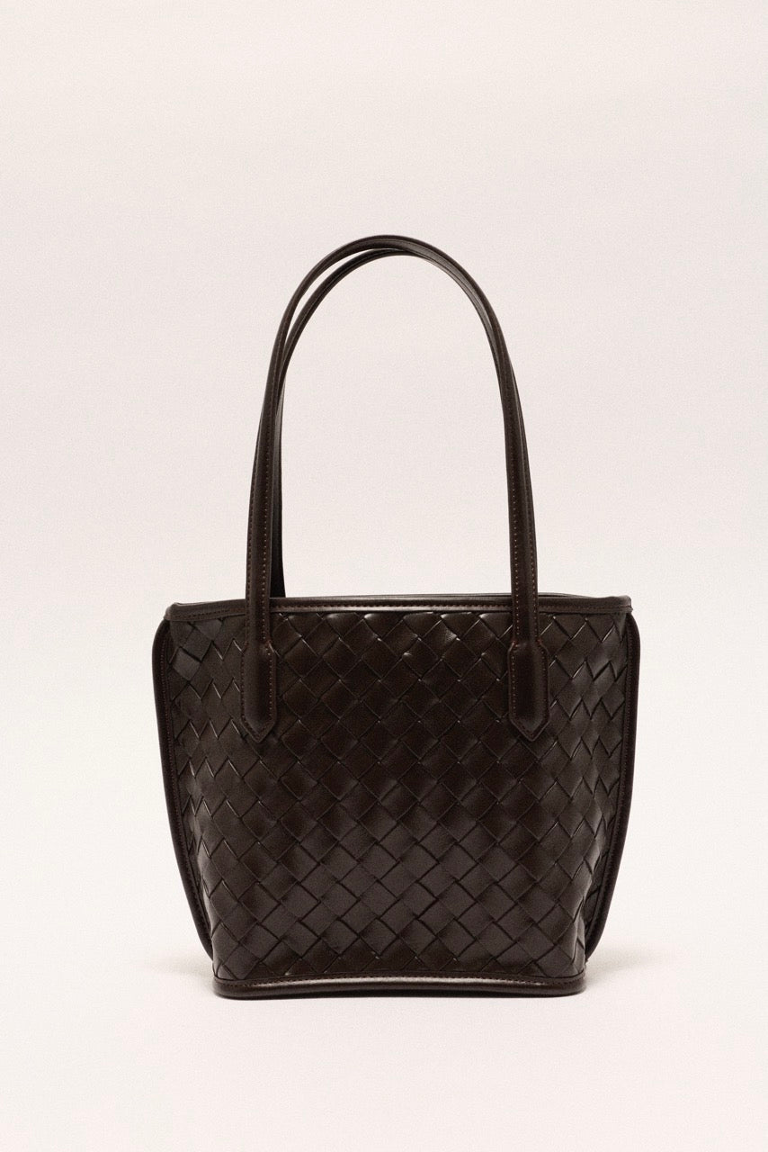 Celina Weave Tote Dark Brown
