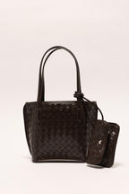 Celina Weave Tote Dark Brown