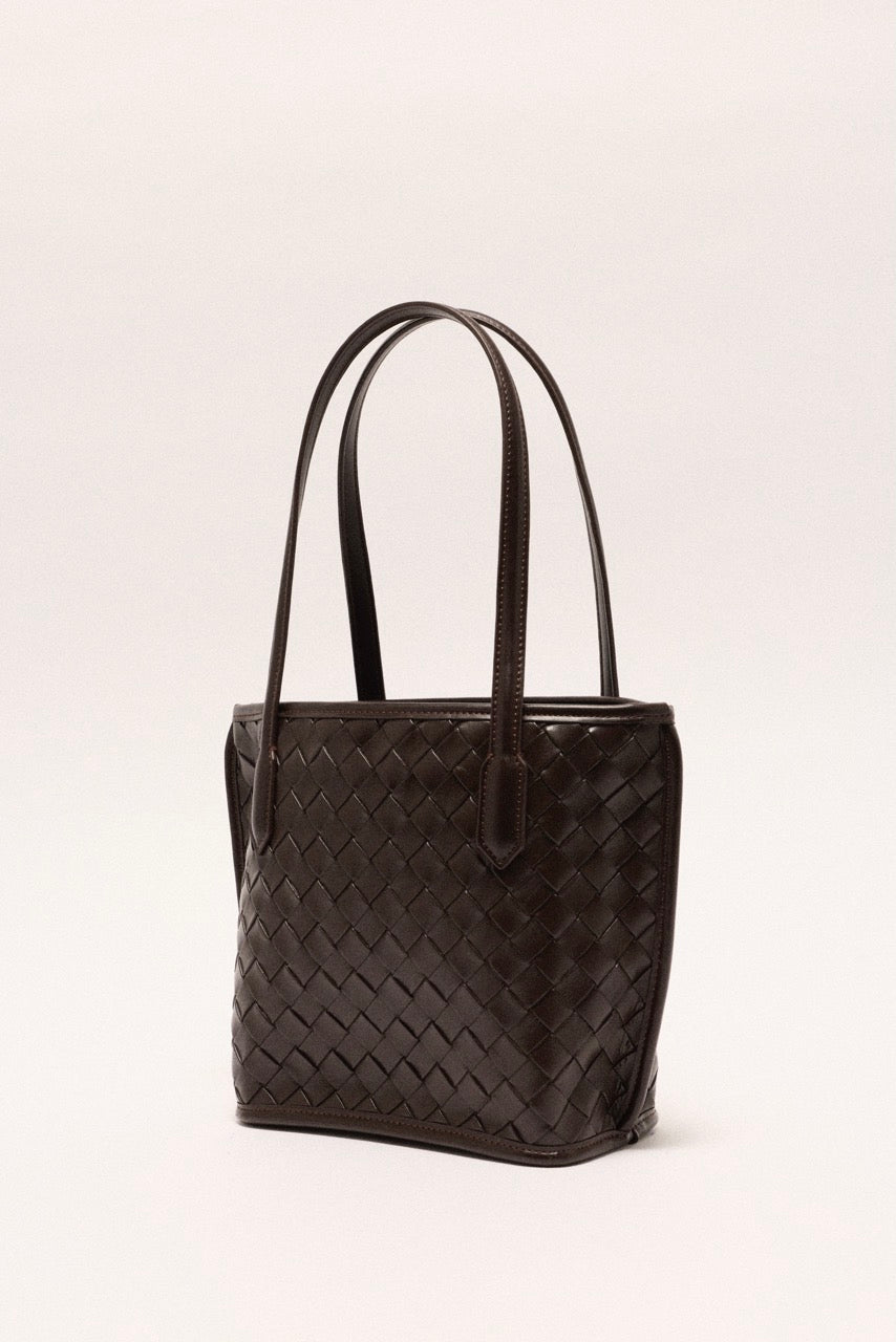Celina Weave Tote Dark Brown