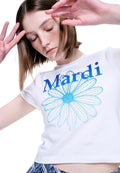 Cropped Tshirt FlowerMardi Gradation White Blue