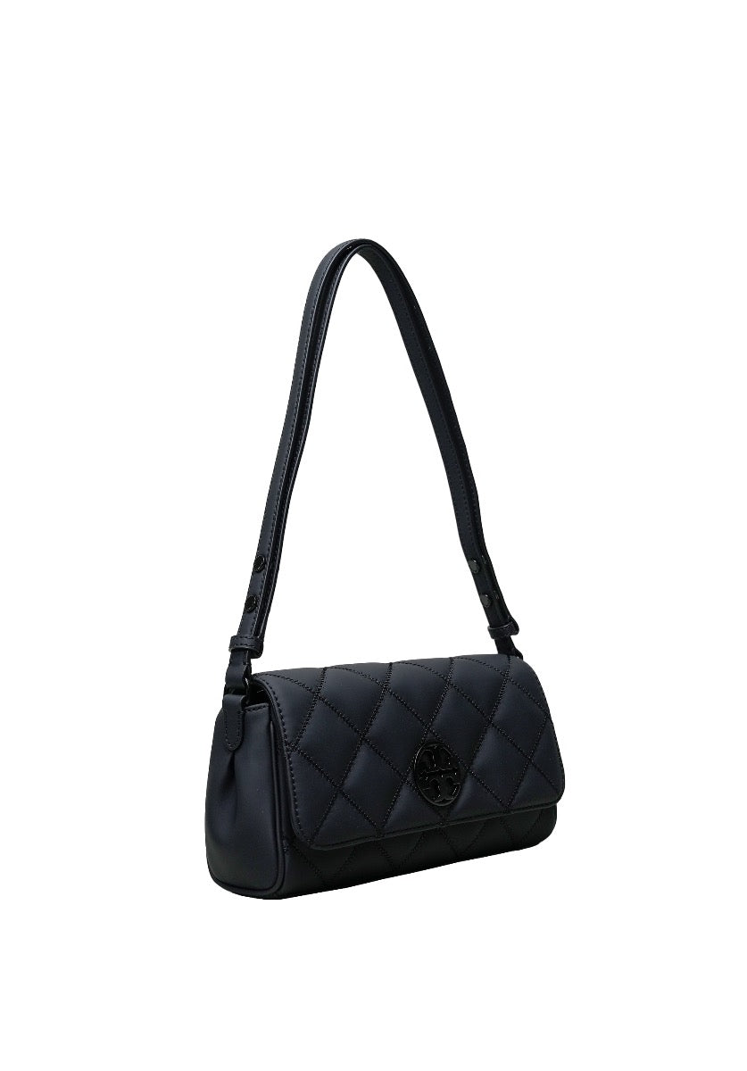 Willa Matte Flap Shoulder Clutch Black