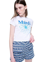 Cropped Tshirt FlowerMardi Gradation White Blue