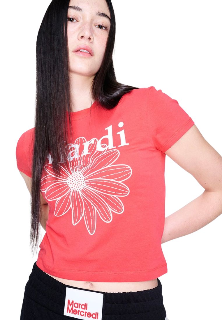 Cropped Tshirt FlowerMardi Red White