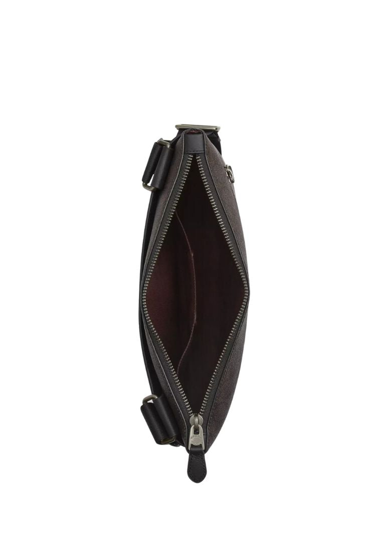 Carrier Zip Crossbody Bag In Signature Canvas Walnut Black