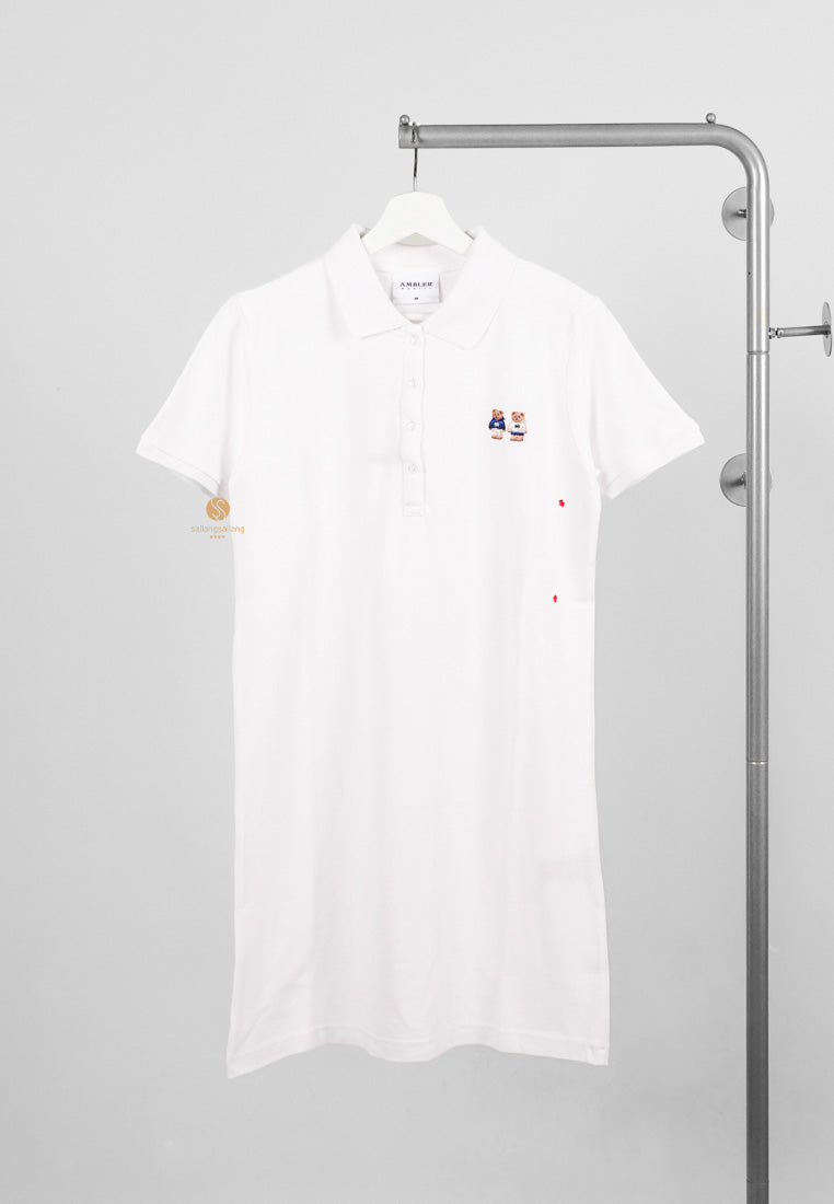 [DEFECT SALE 320] Collar Mini One Piece [Couplelook Bear] White size M