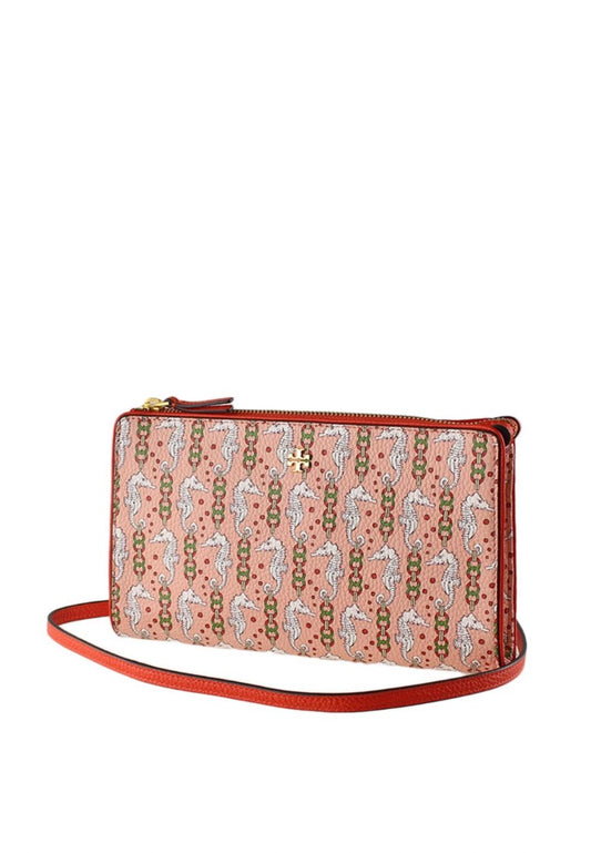 Blake printed slim crossbody Pink seahorse Poppy Red
