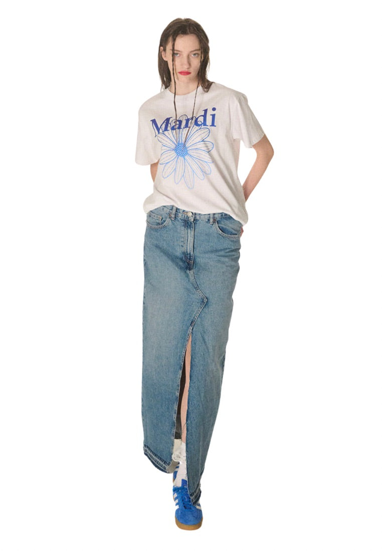 Tshirt FlowerMardi Gradation White Blue