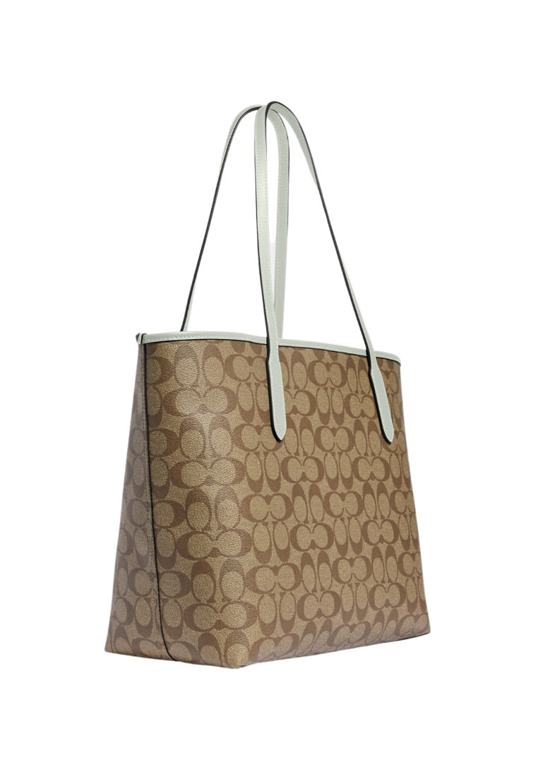 City Tote In Signature Canvas Light Sage