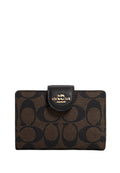 Medium Corner Zip Wallet In Signature Canvas Brown Black
