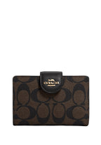 Medium Corner Zip Wallet In Signature Canvas Brown Black