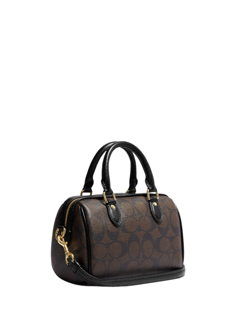 Mini Rowan Crossbody In Signature Canvas Brown Black