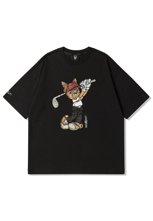 Golf Hip Dog T-Shirt Black
