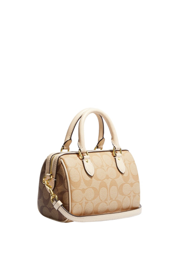 Mini Rowan Satchel In Blocked Signature Canvas Light Khaki Multi
