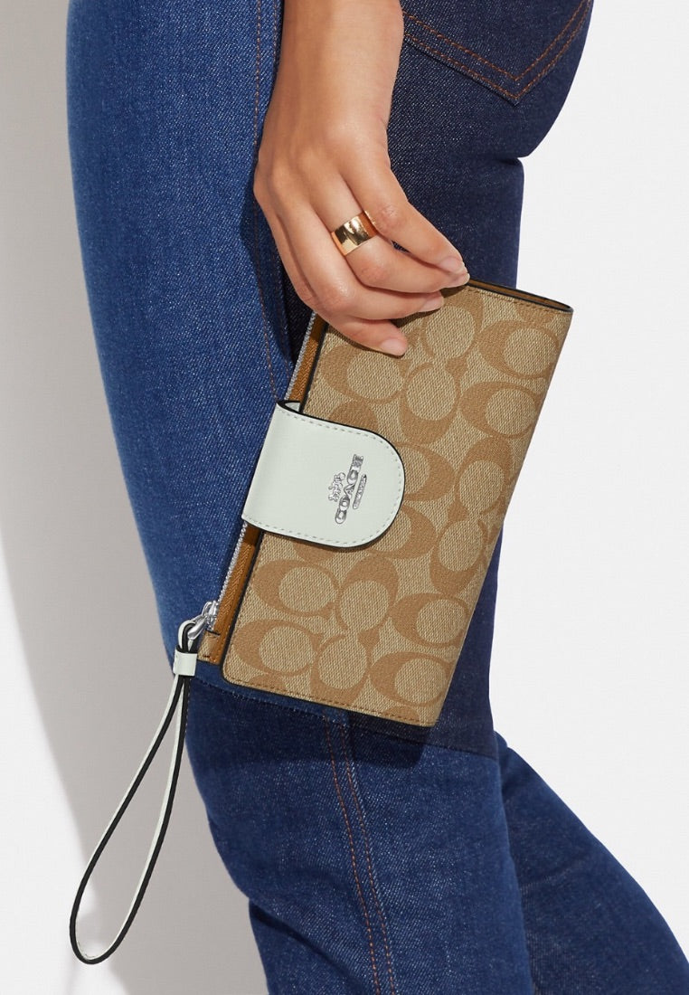 Tech Wallet In Colorblock Signature Canvas Light Sage