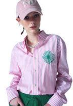 Cotton Shirt Candy Stripe Pink Green