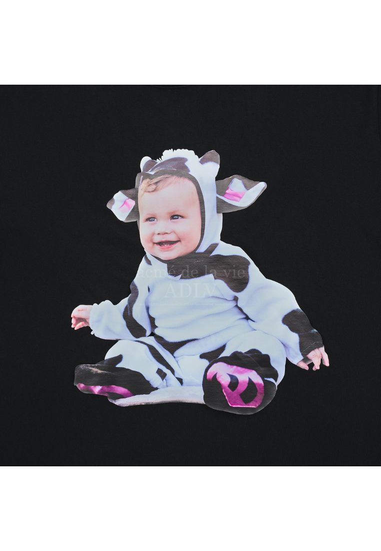 Baby Face Milk Cow Doll Short Sleeve T-Shirt Black